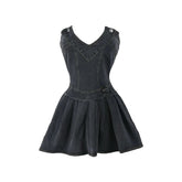Plissiertes Minikleid aus Denim